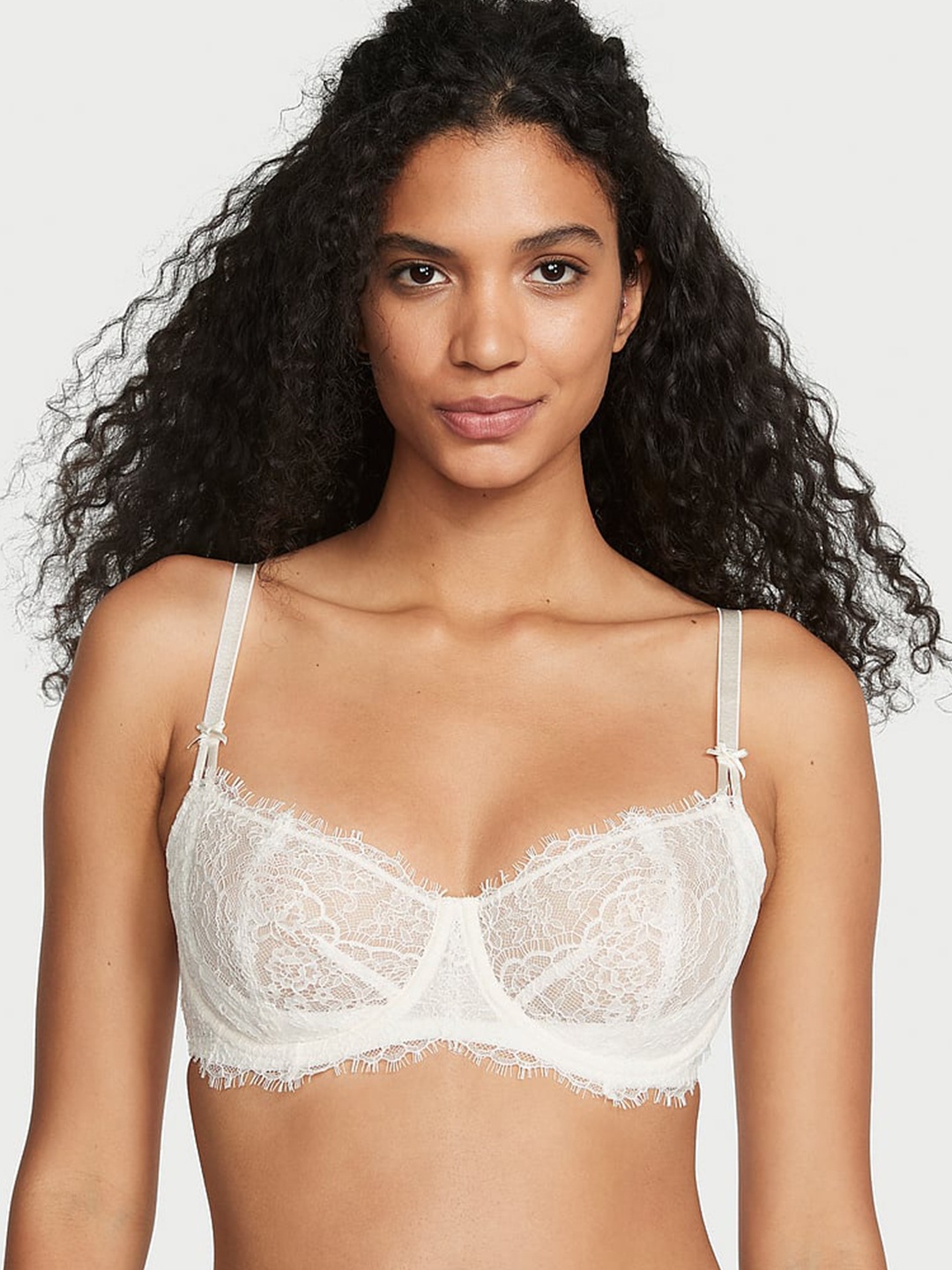 

Victoria's Secret Dream Angels Floral Lace Underwired Balconette Bra With All Day Comfort, White