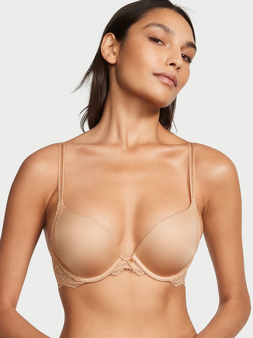 

Victoria's Secret Dream Angels Floral Lace Heavily Padded Push-Up Bra With All Day Comfort, Beige