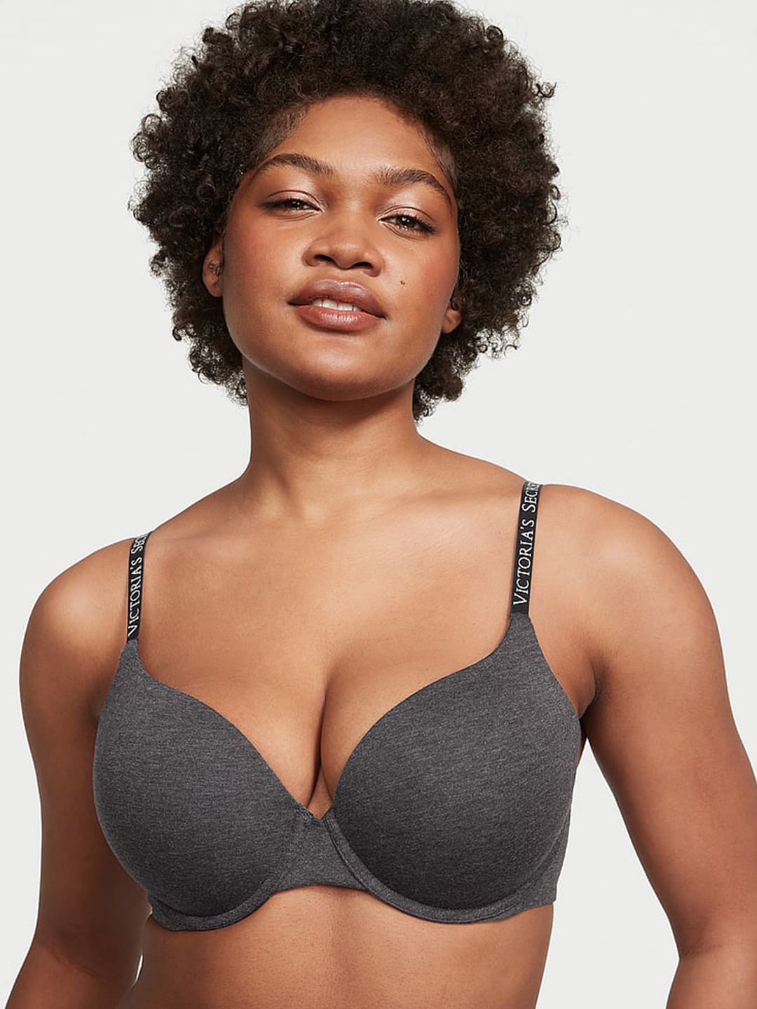 

Victoria's Secret The T-shirt Lightly Padded Push-Up Bra- All Day Comfort, Grey