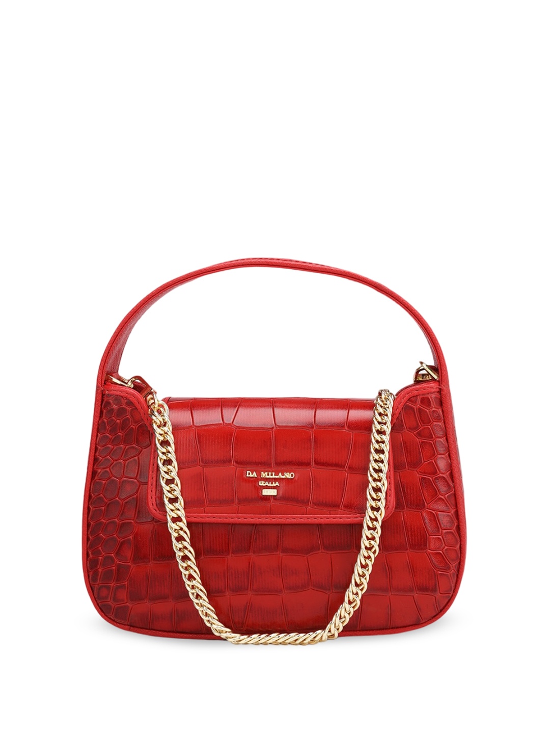 

Da Milano Textured Leather Structured Handheld Bag, Red