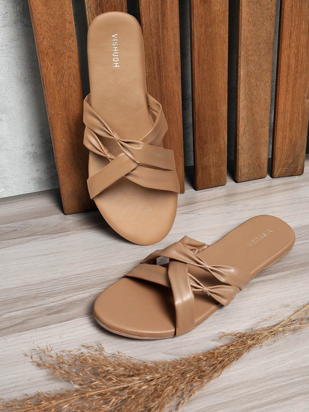 

Vishudh Strappy Open Toe Flats, Beige