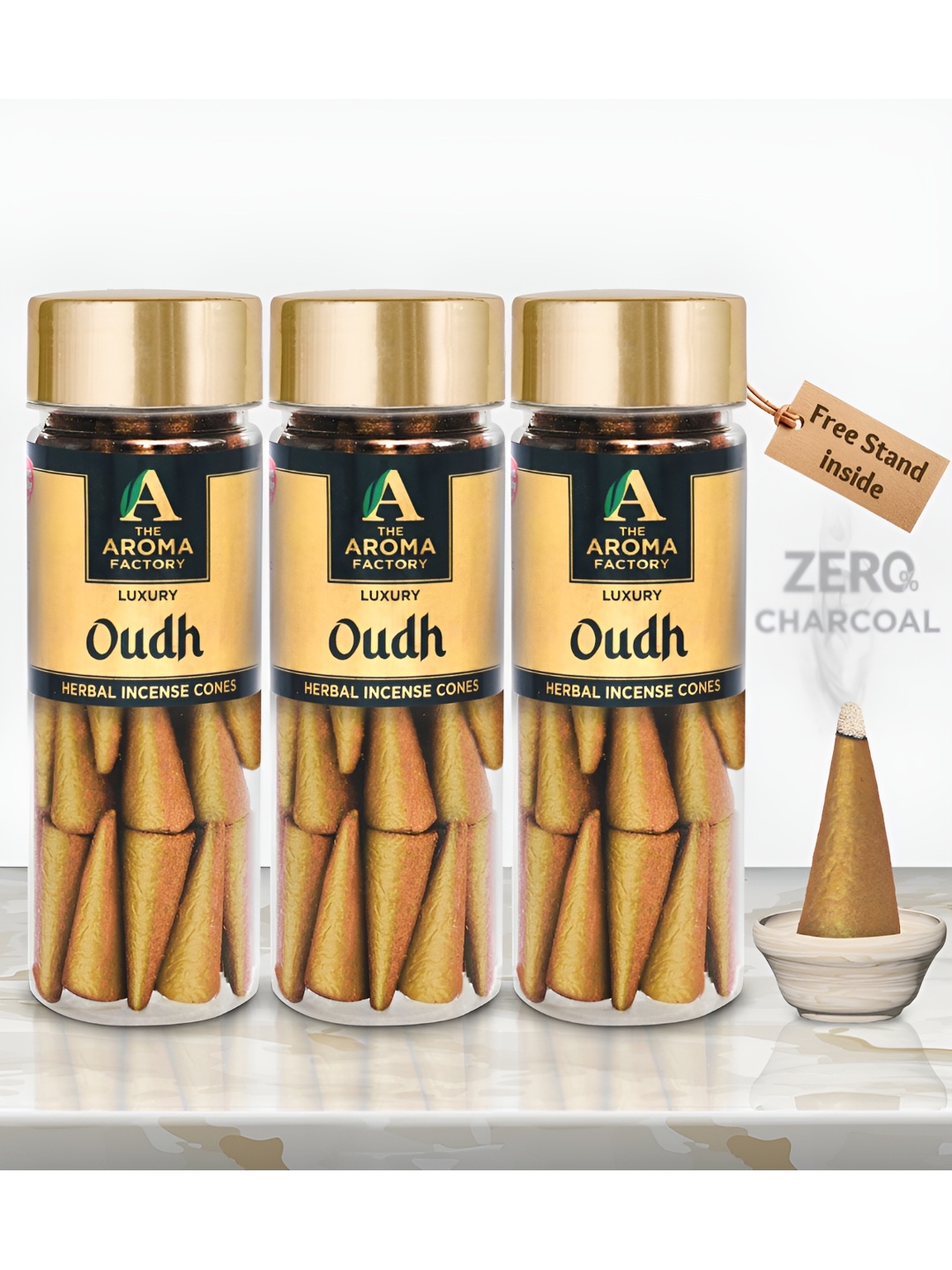 

The Aroma Factory Brown 3 Pieces Wooden Dhoop Cone Pooja Essentials