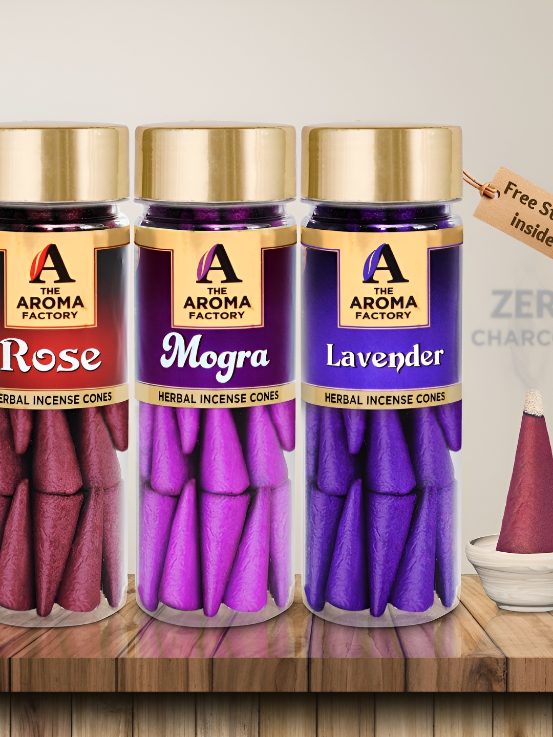 

The Aroma Factory Blue & Purple 3 Pieces Wooden Dhoop Cone Pooja Essentials