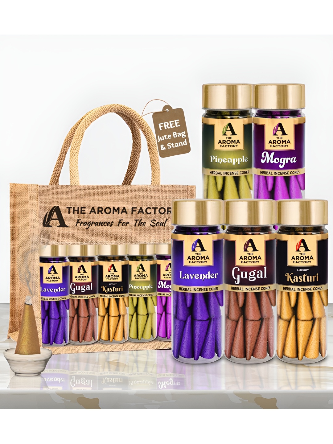 

The Aroma Factory Purple & Blue 5 Pieces Wooden Dhoop Cone Pooja Essentials
