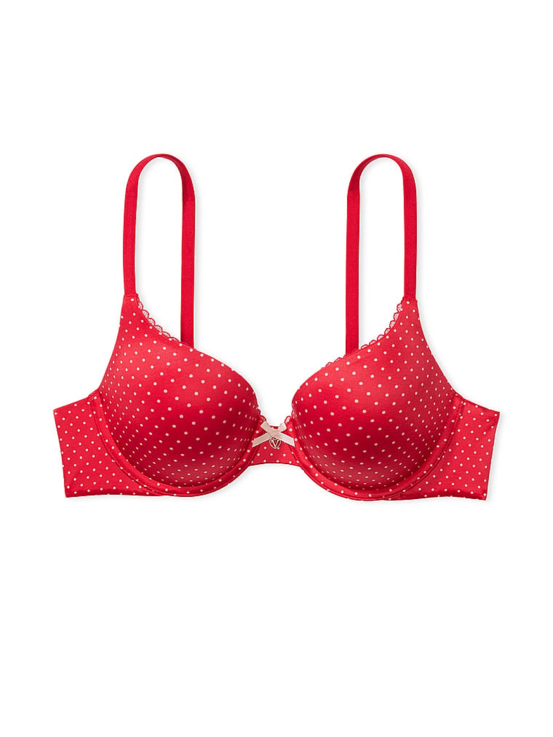 

Victoria's Secret Body by Victoria Polka Dot Printed Push-Up Bra With All Day Comfort, Red