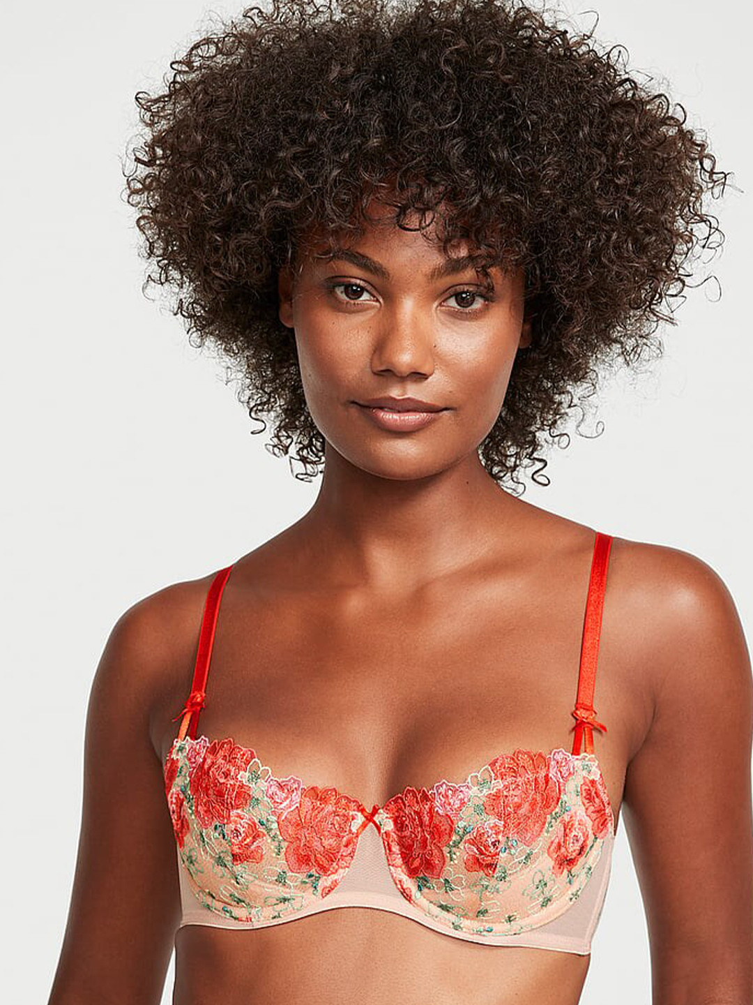 

Victoria's Secret Embroidery Medium Coverage Non Padded Balconette Bra-All Day Comfort, Beige