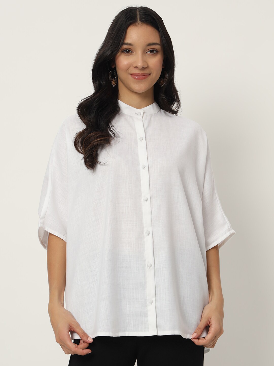 

9rasa Cotton Oversized Loose Fit Shirt Style Top, White