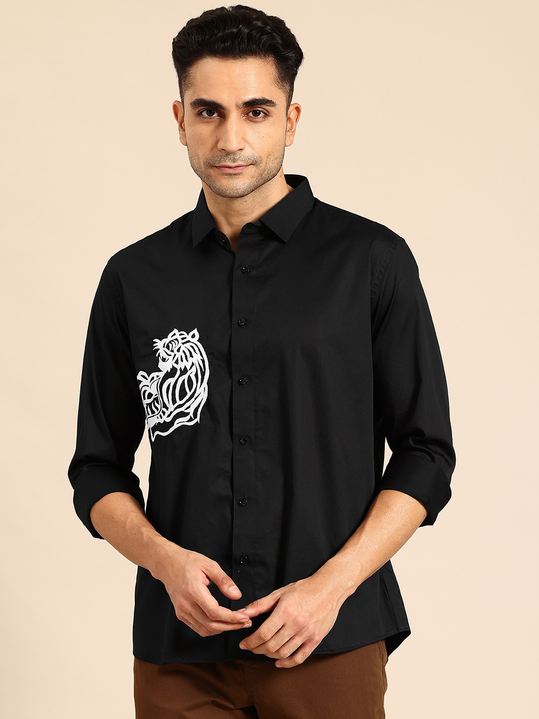 

Sayisha Semi Opaque Casual Shirt, Black