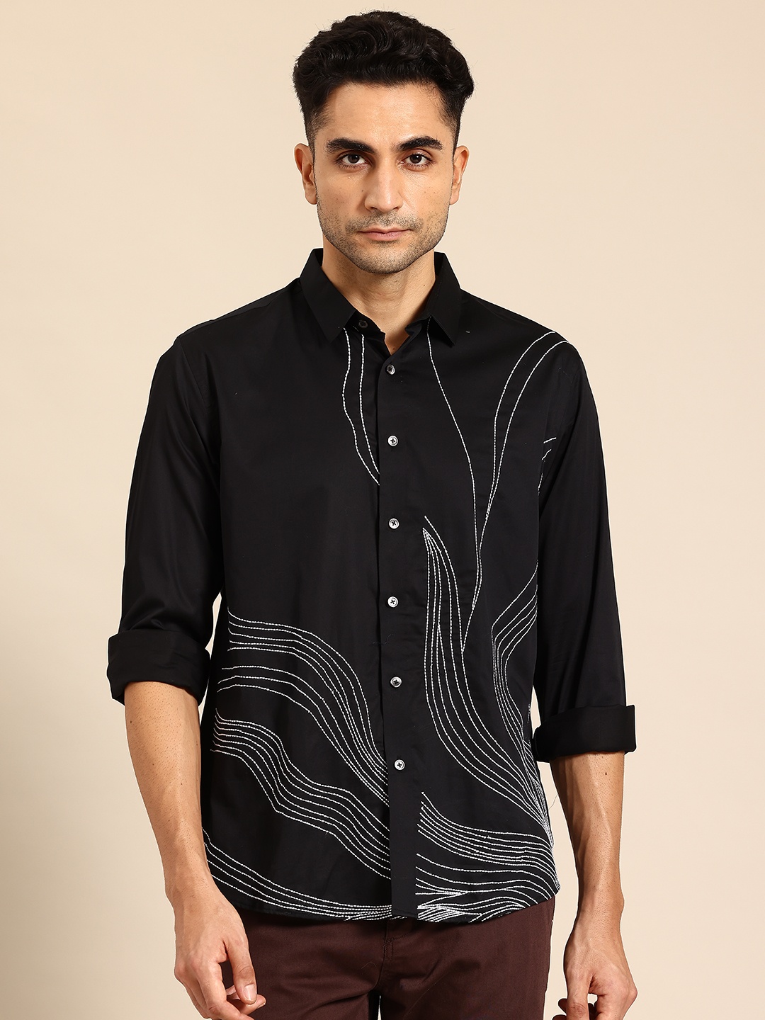 

Sayisha Semi Opaque Casual Shirt, Black