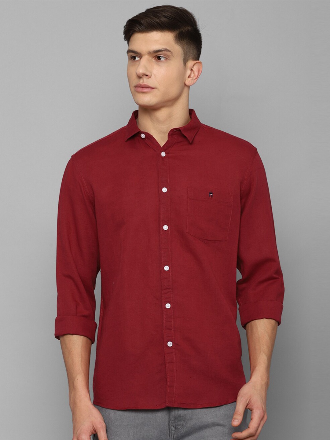 

Louis Philippe Jeans Slim Fit Opaque Casual Shirt, Maroon