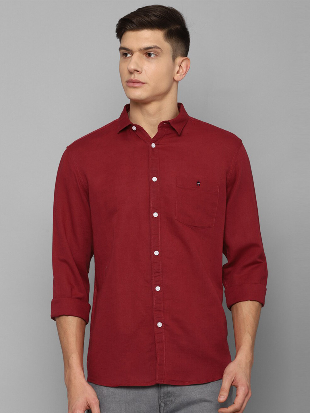 

Louis Philippe Jeans Slim Fit Opaque Casual Shirt, Maroon