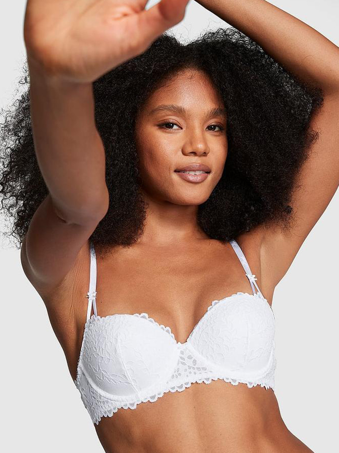 

Victoria's Secret PINK Floral Lace Push-Up Balconette Bra With All Day Comfort, White