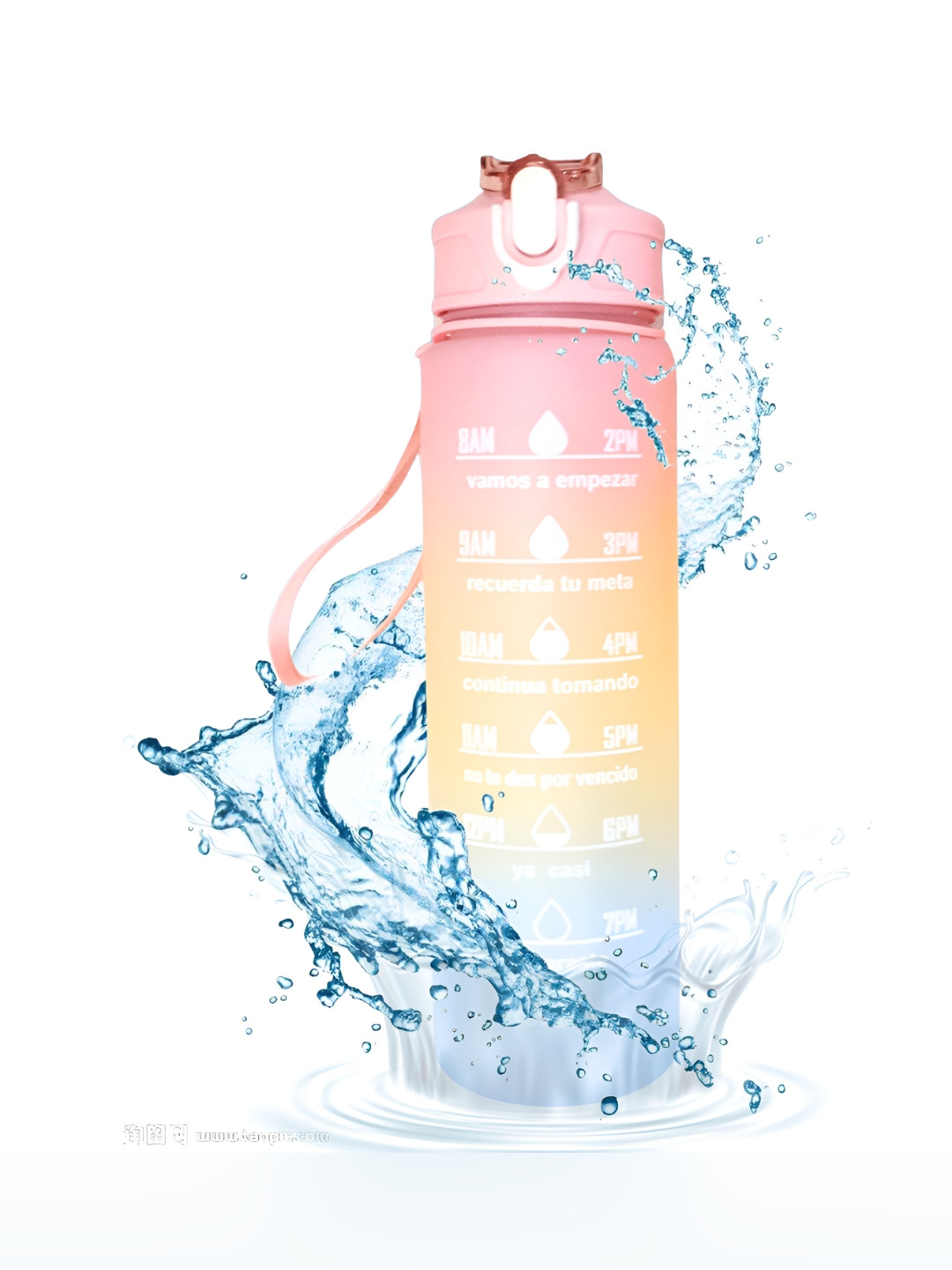 

WELOUR Pink & Yellow 2 Pieces Plastic Printed Water Bottles