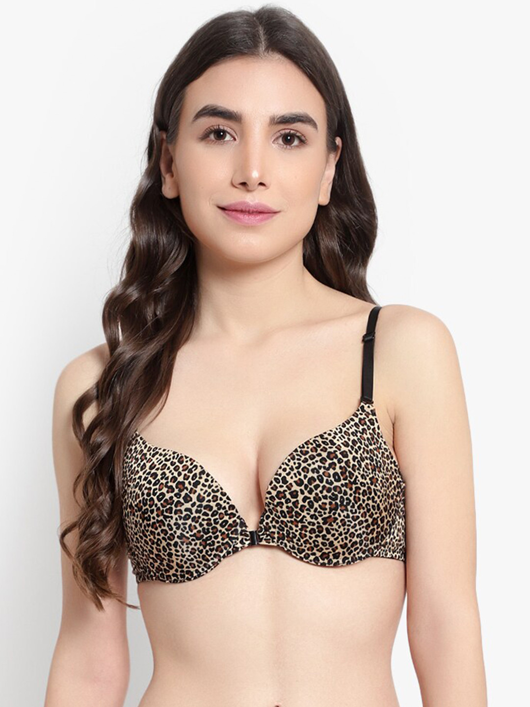 

BRACHY Abstract Printed Underwired Heavily Padded Push-Up Bra With All Day Comfort, Beige