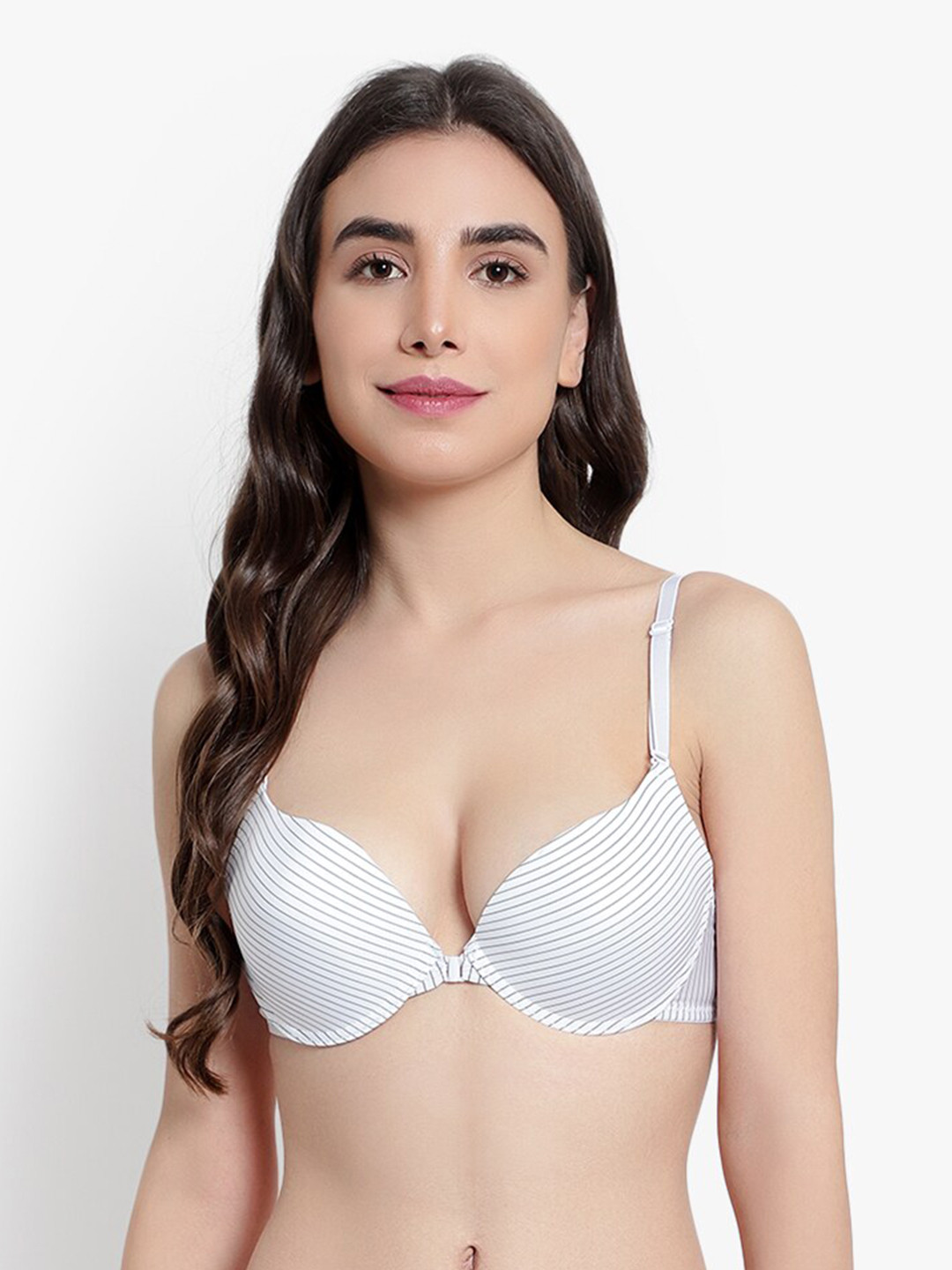 

BRACHY Striped Underwired Heavily Padded Push-Up Bra With All Day Comfort, Off white