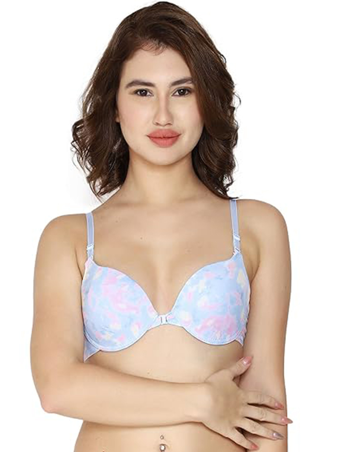 

BRACHY Abstract Printed Underwired Heavily Padded Push-Up Bra With All Day Comfort, Blue