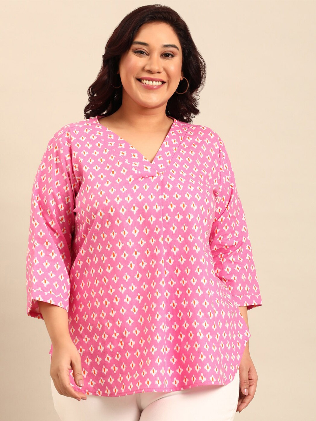 

The Pink Moon Geometric Print Cotton Top
