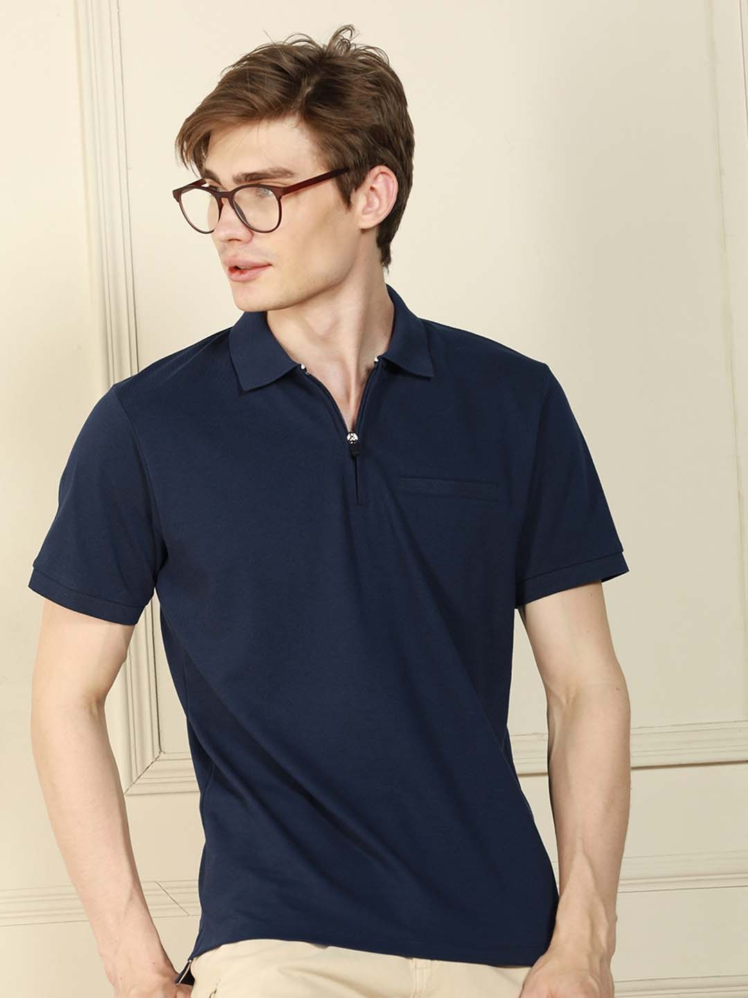 

Dennis Lingo Men Polo Collar Pockets T-shirt, Navy blue