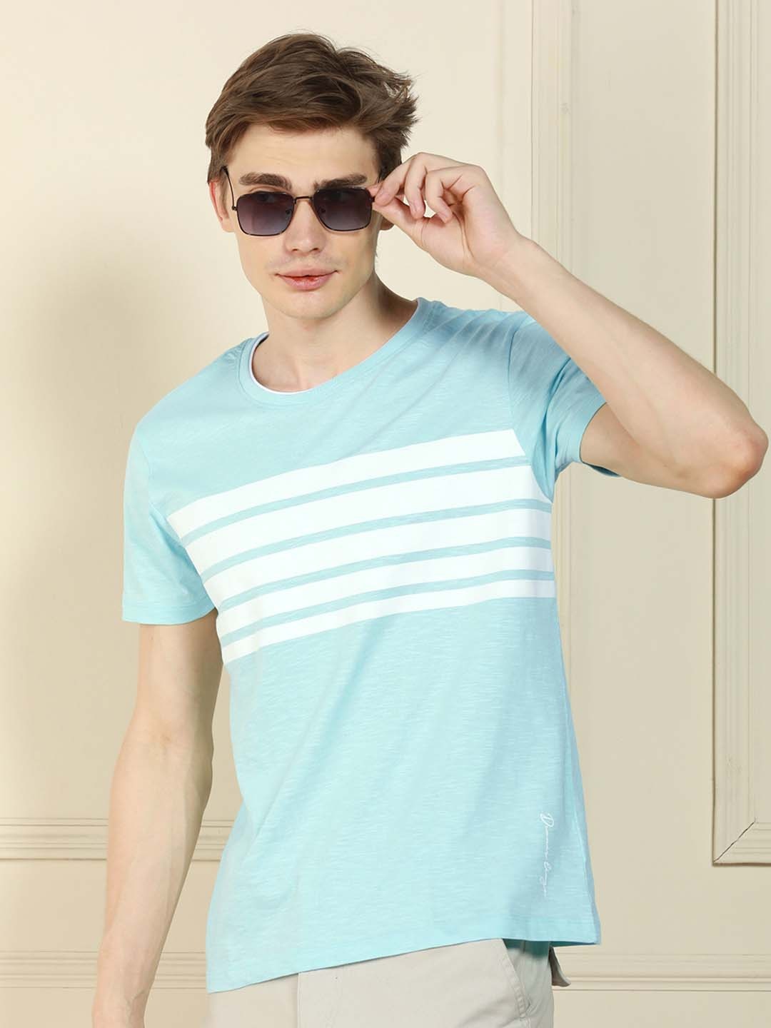 

Dennis Lingo Men Striped Round Neck T-shirt, Blue