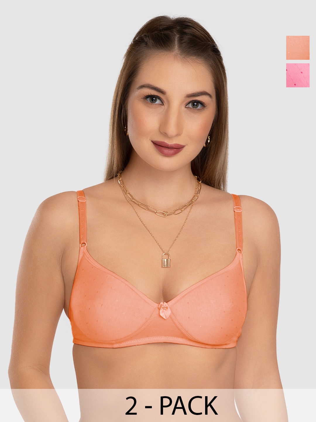 

Daisy Dee Pack Of 2 Full Coverage All Day Comfort Lightly Padded Everyday Bra, Peach