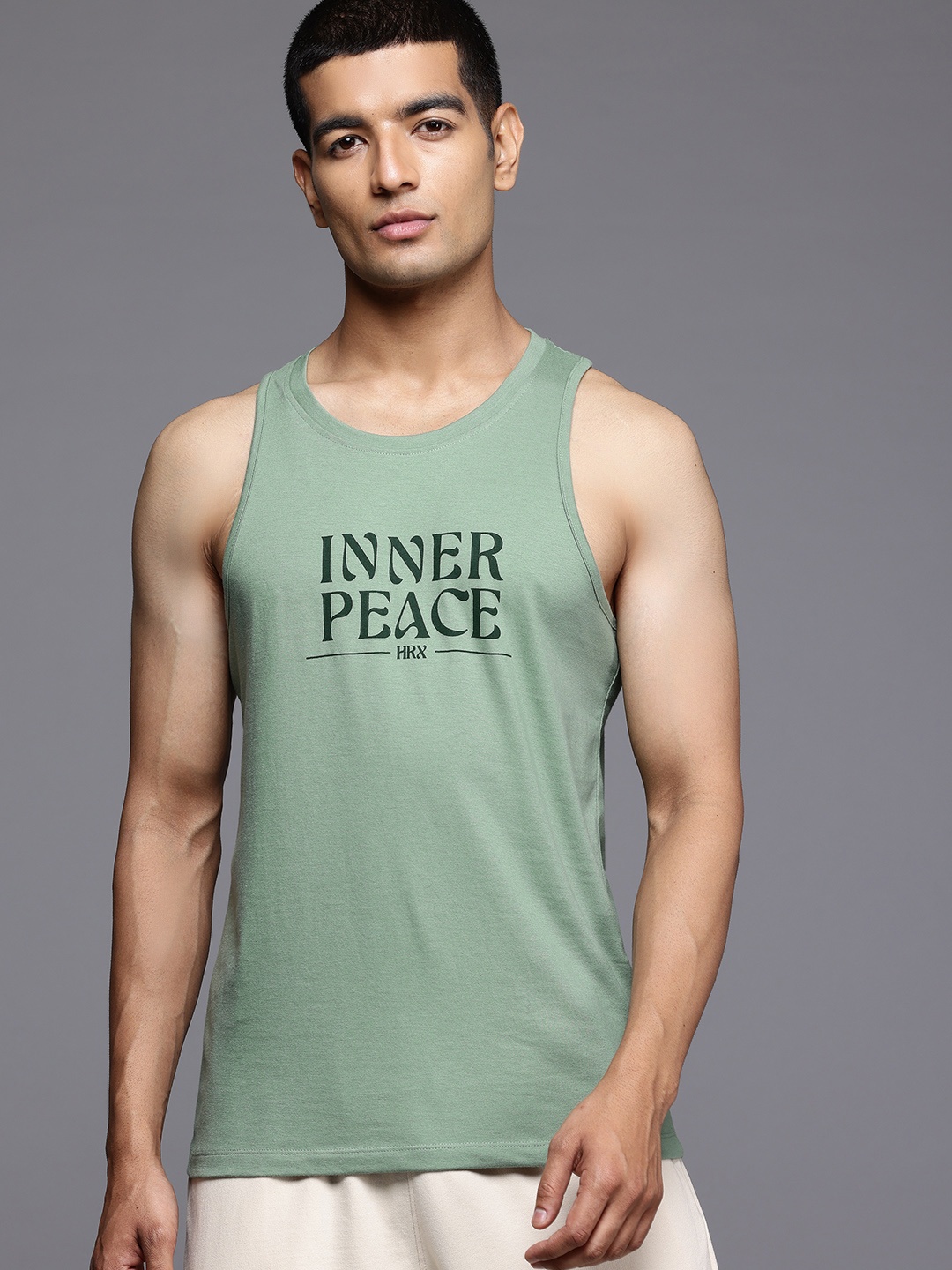 

HRX by Hrithik Roshan Typography Printed Yoga T-shirt, Green