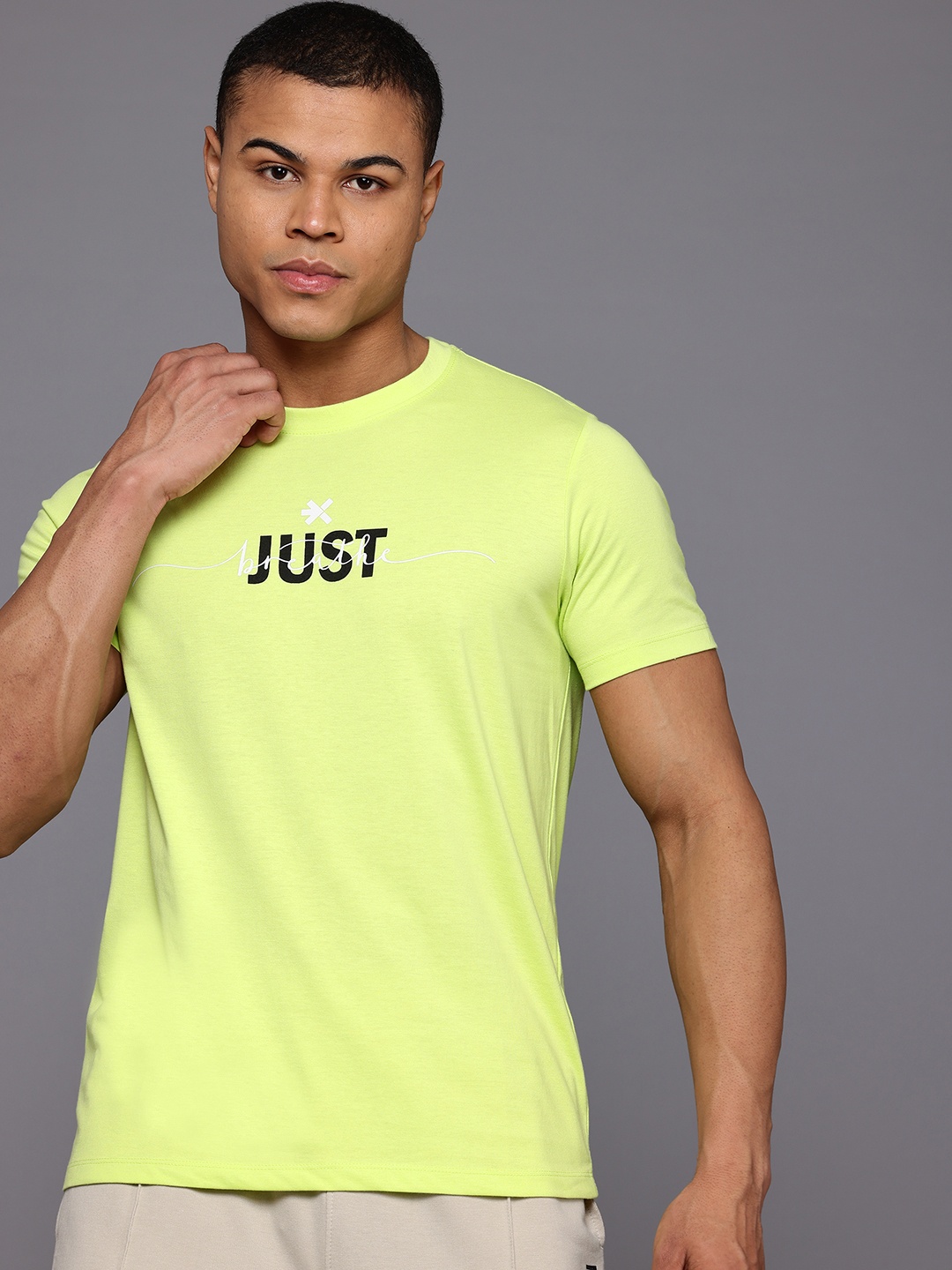 

HRX by Hrithik Roshan Printed Yoga T-shirt, Lime green
