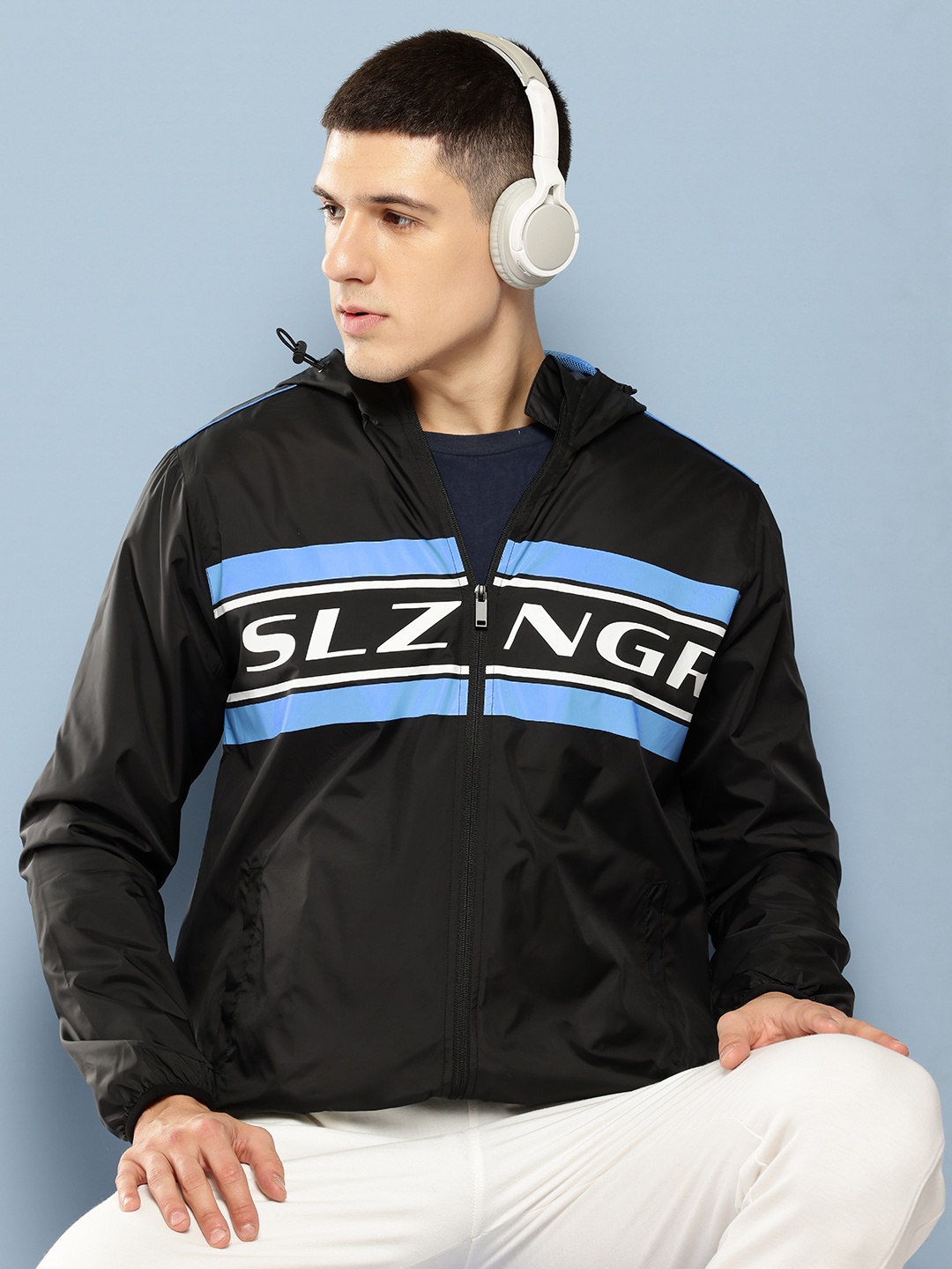 

Slazenger Brand Logo Printed Outdoor Jacket, Black