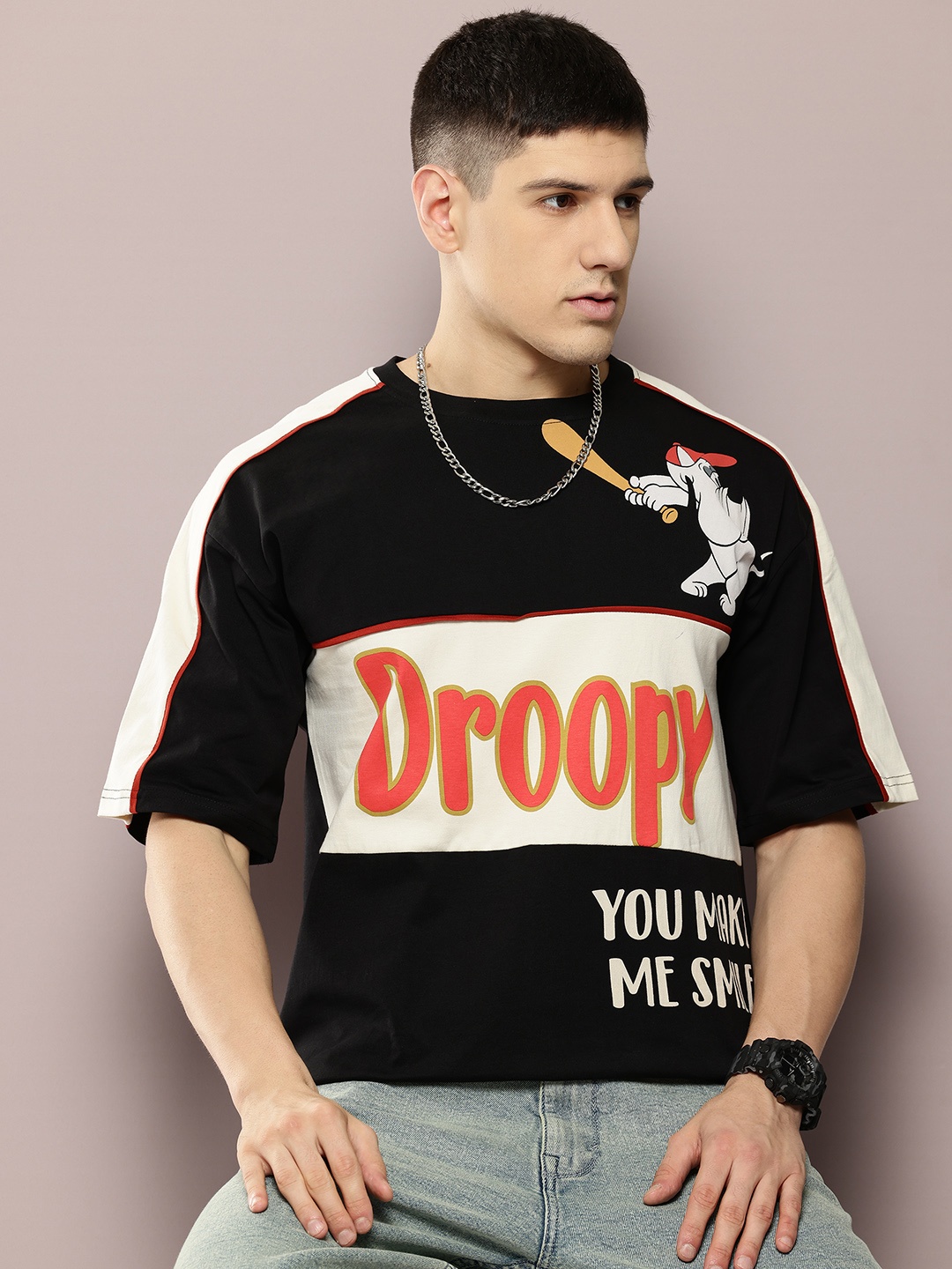 

Kook N Keech Toons Men Printed Oversized Pure Cotton T-shirt, Black