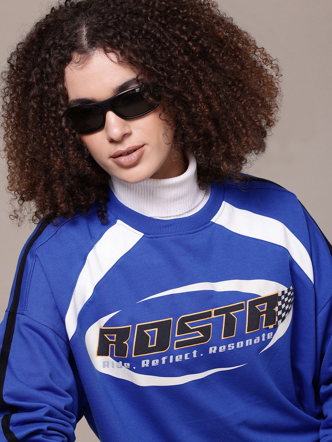 

The Roadster Lifestyle Co. Brand Logo Printed Pullover Sweatshirt, Blue