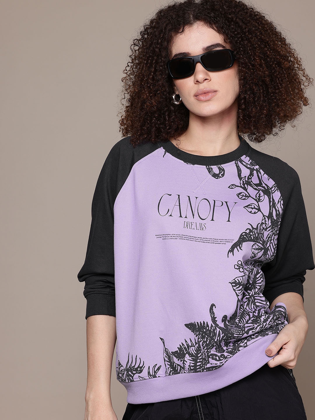 

The Roadster Lifestyle Co. Printed Relaxed Sweatshirt, Purple