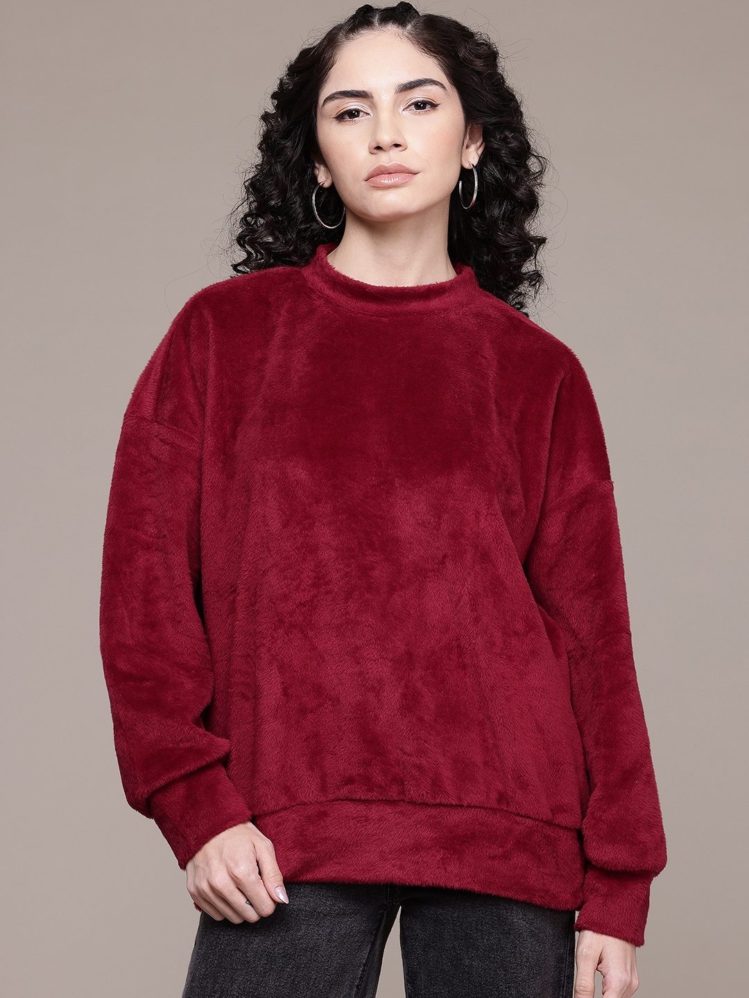 

The Roadster Lifestyle Co. Faux Fur Sweatshirt, Maroon