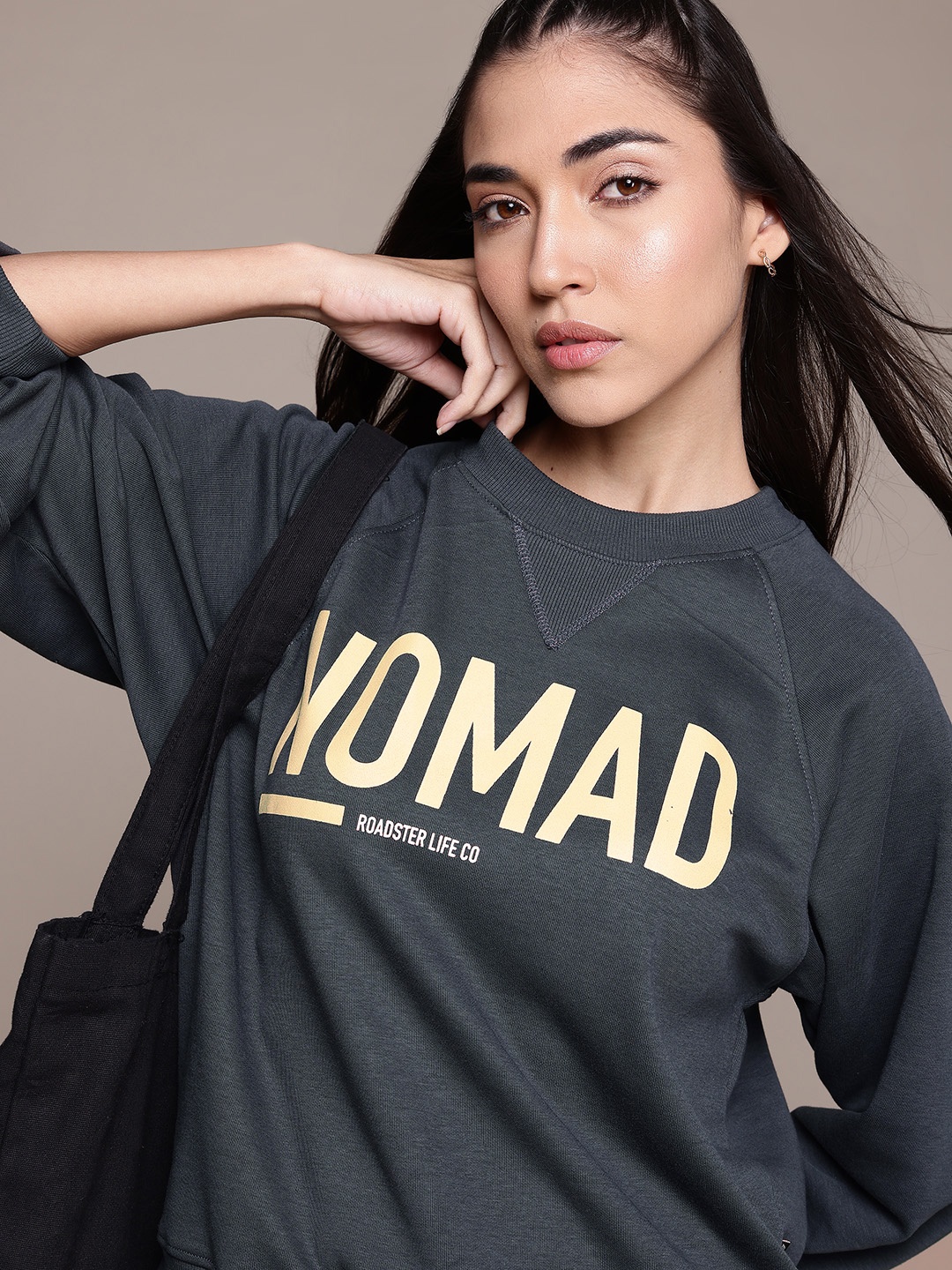 

The Roadster Lifestyle Co. Printed Relaxed Sweatshirt, Charcoal