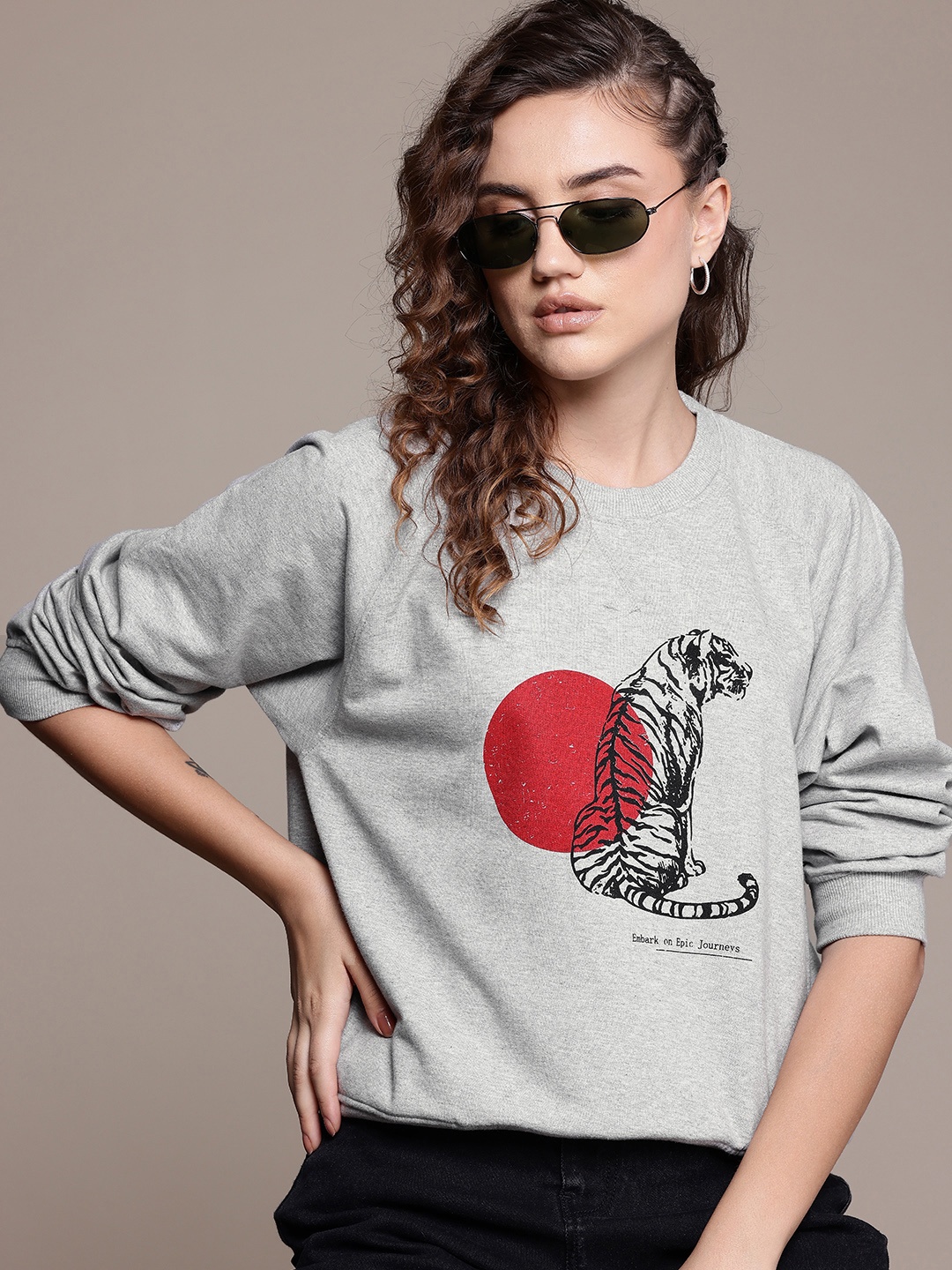 

The Roadster Lifestyle Co. Printed Pullover Sweatshirt, Grey