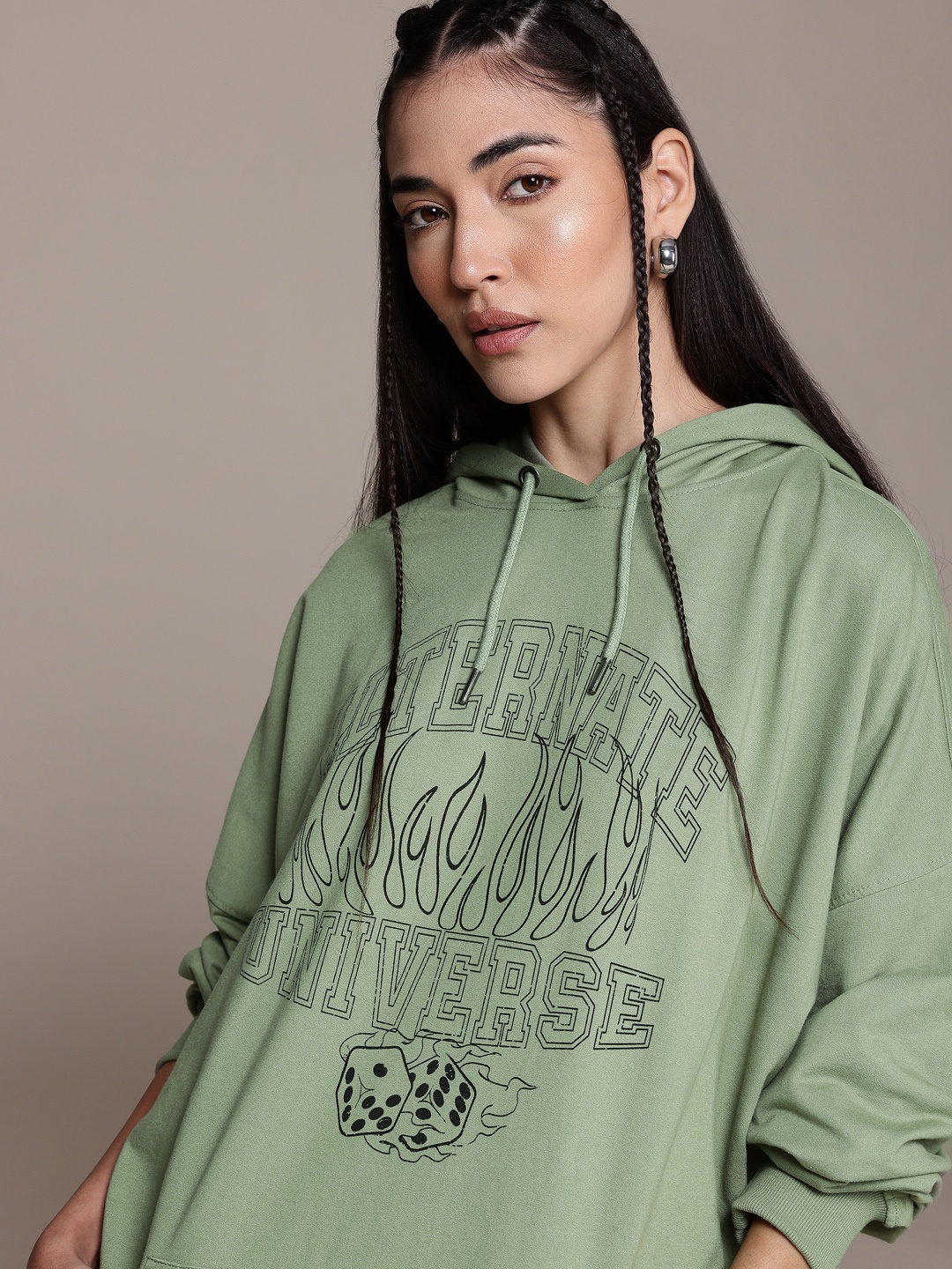 

The Roadster Lifestyle Co. Printed Hooded Sweatshirt, Green