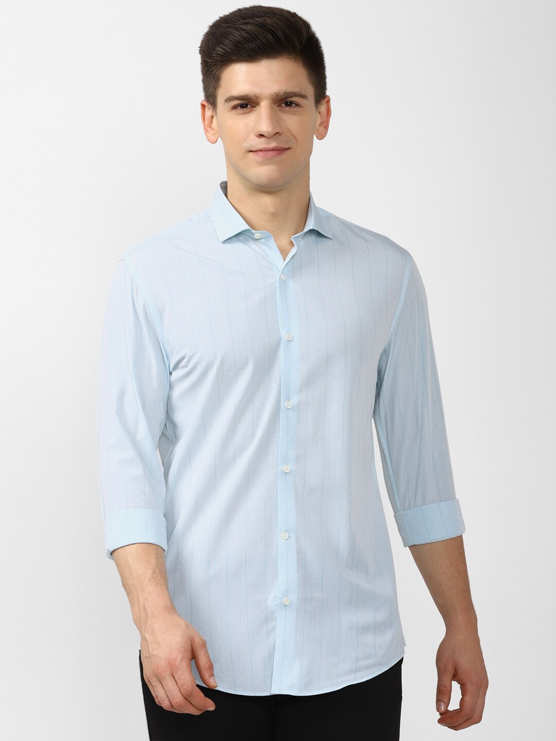 

Peter England Spread Collar Opaque Striped Formal Shirt, Blue