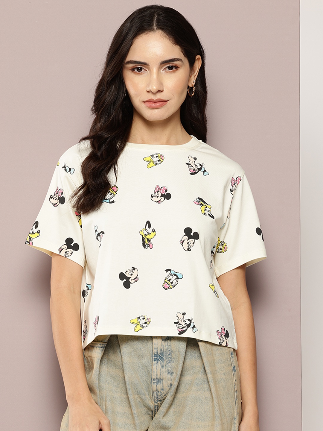 

Kook N Keech Disney Printed Oversized T-shirt, Cream