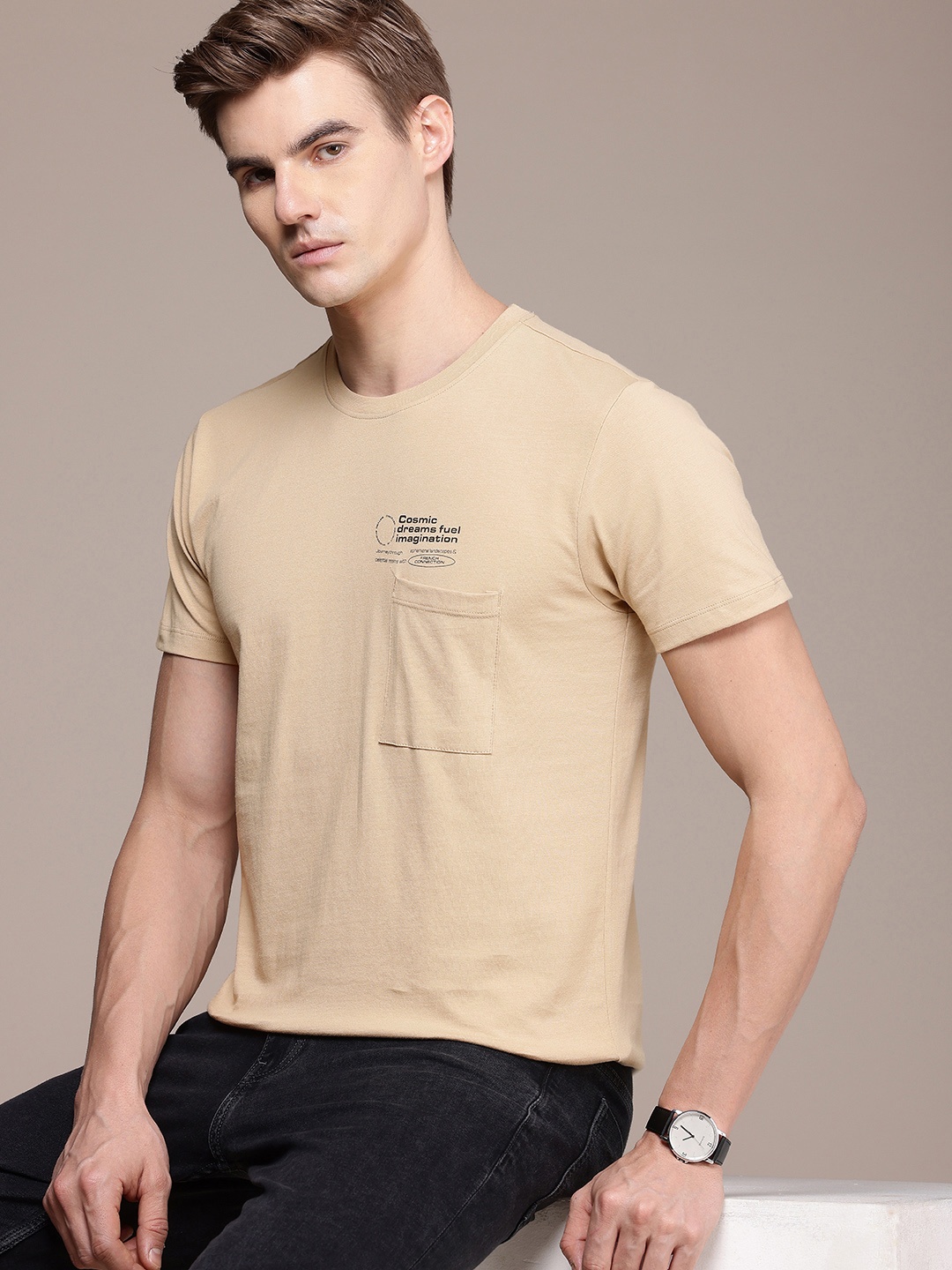 

French Connection Pure Cotton Pockets T-shirt, Beige