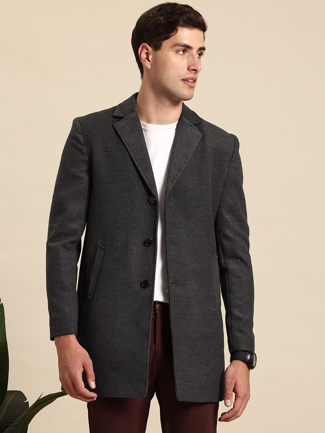 

Mast & Harbour Single Breasted Overcoat, Grey