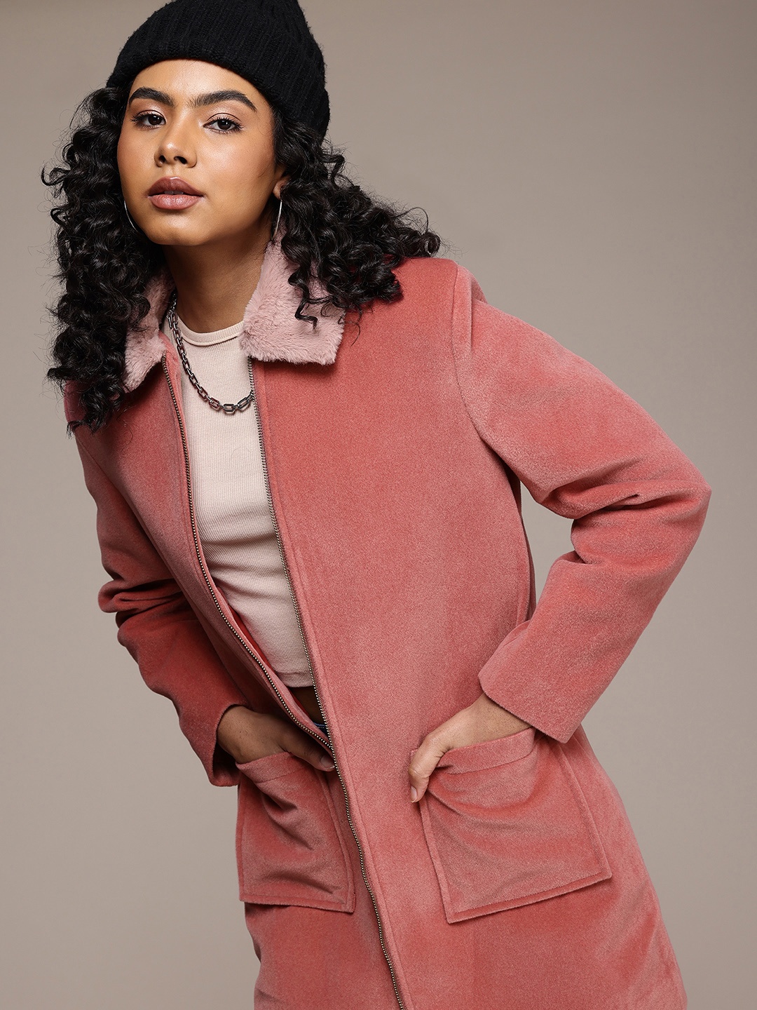 

The Roadster Life Co. Spread Collar Longline Overcoat, Pink