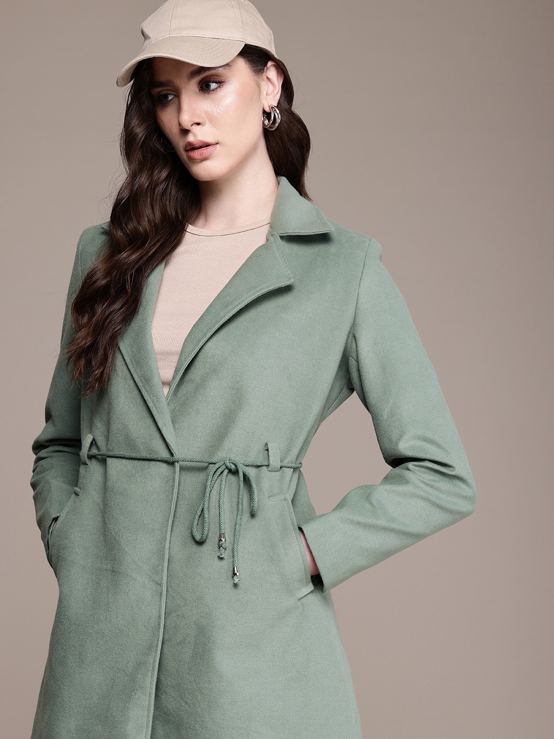 

The Roadster Life Co. Notched Lapel Longline Overcoat Coat, Green