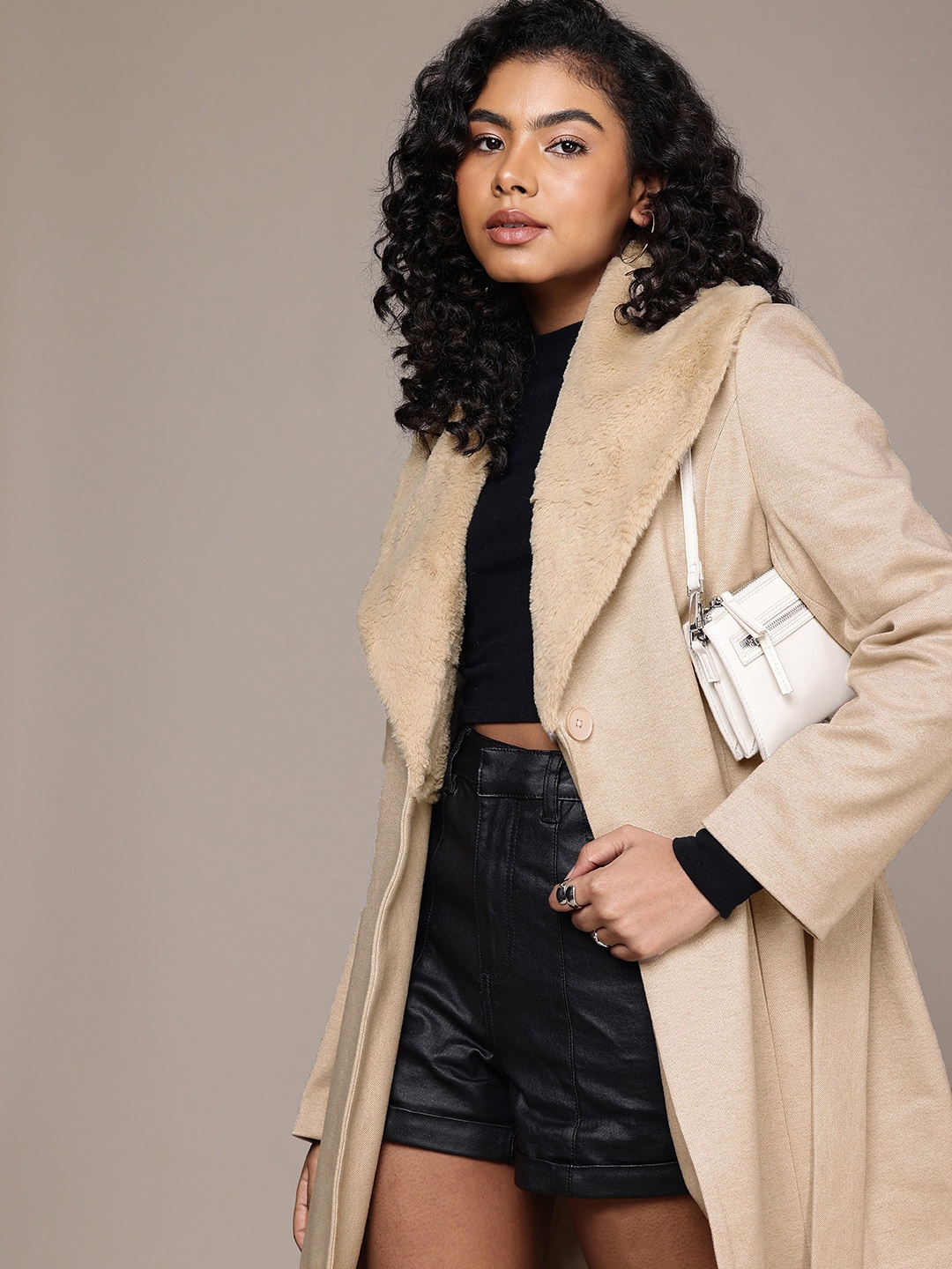 

The Roadster Life Co. Shawl Collar Longline Overcoat, Beige