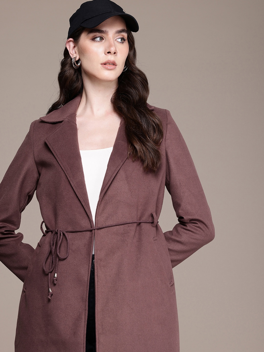 

The Roadster Life Co. Notched Lapel Longline Trench Overcoat Coat, Mauve