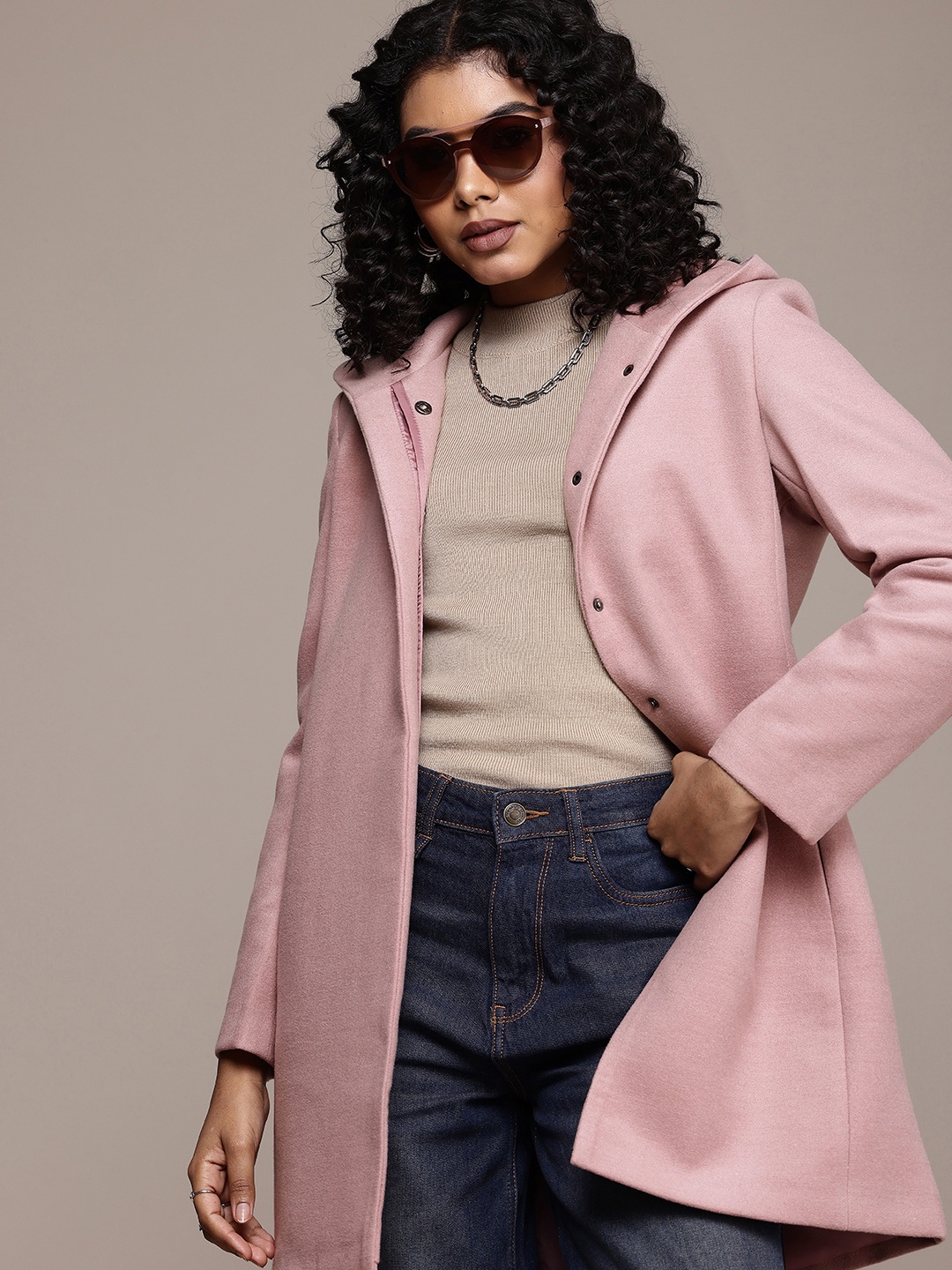 

The Roadster Life Co. Hooded Longline Overcoat, Pink