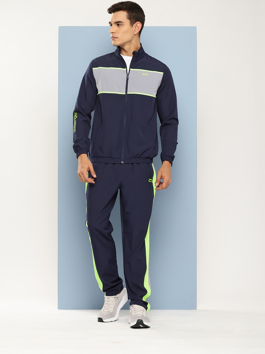 

Slazenger Colourblocked Mock Collar Ultra-Dry Sports Tracksuits, Navy blue