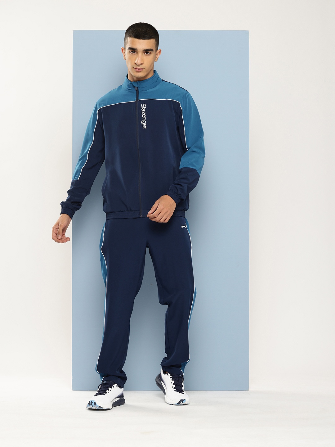 

Slazenger Colourblocked Mock Collar Ultra-Dry Sports Tracksuits, Navy blue