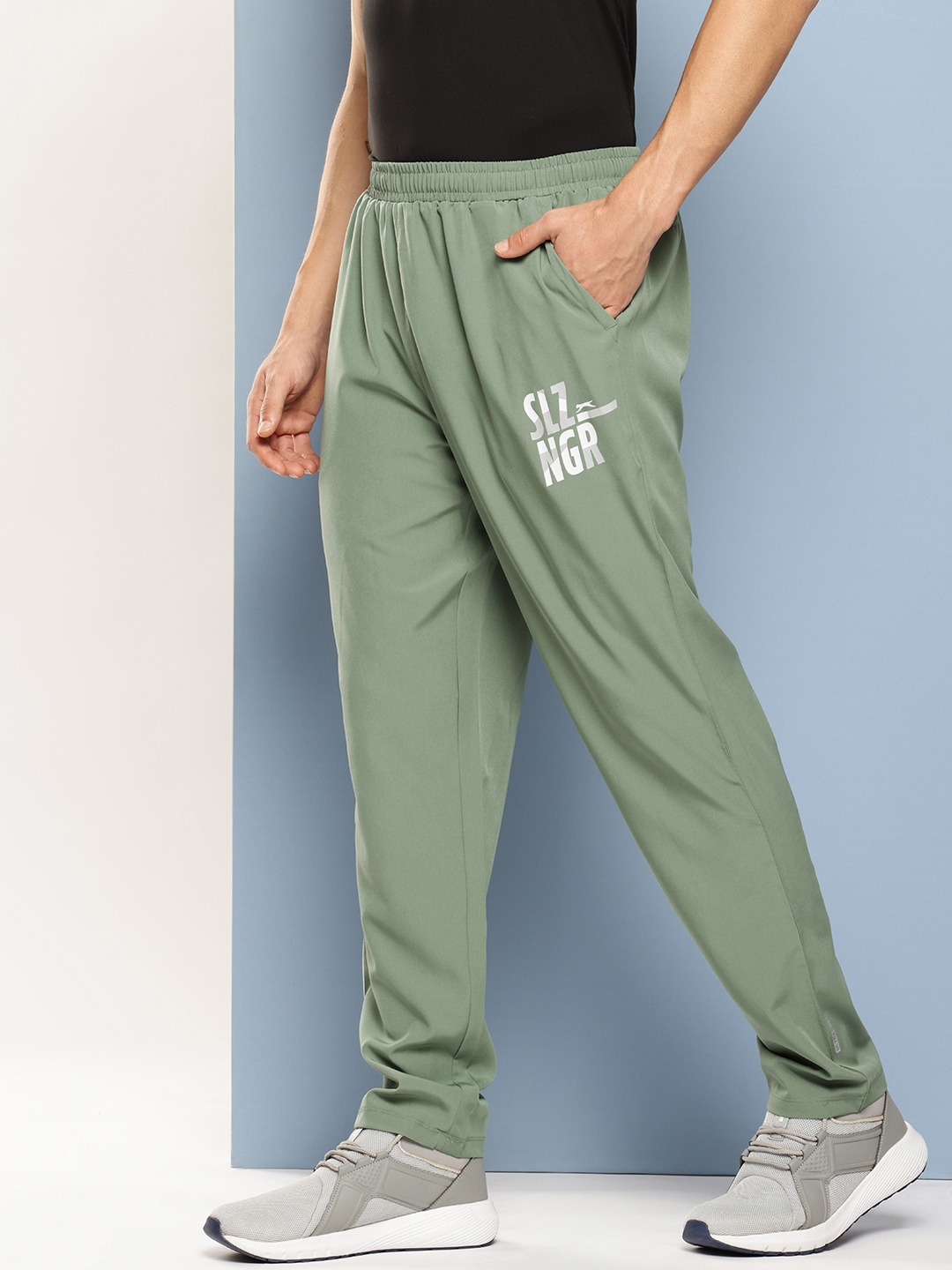 

Slazenger Men Brand Logo Printed Ultra Dry Training Track Pants, Green