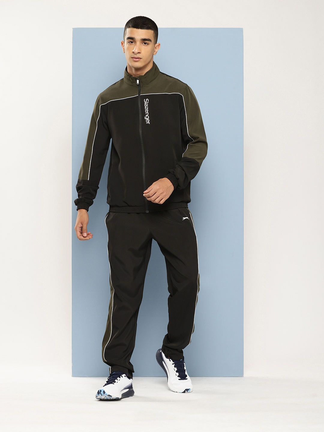 

Slazenger Colourblocked Mock Collar Ultra-Dry Sports Tracksuits, Black