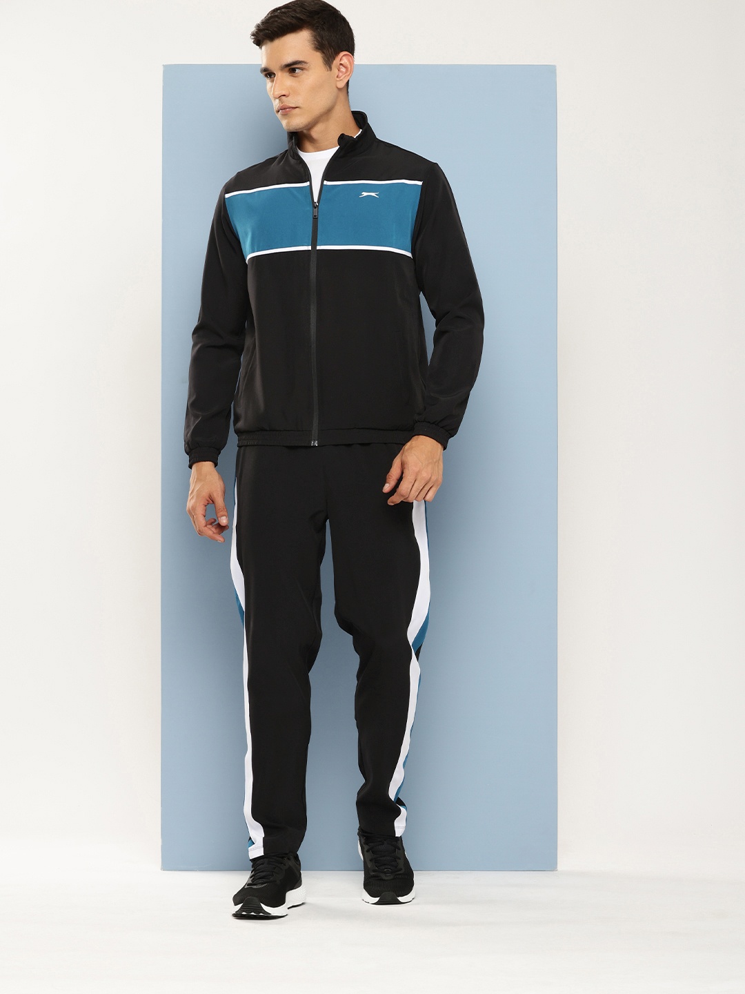 

Slazenger Colourblocked Mock Collar Ultra-Dry Sports Tracksuits, Black