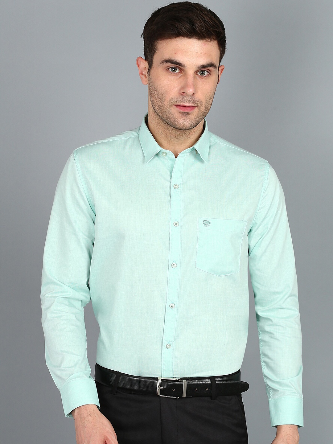 

Sam and Jack Smart Spread Collar Regular Fit Cotton Formal Shirt, Green
