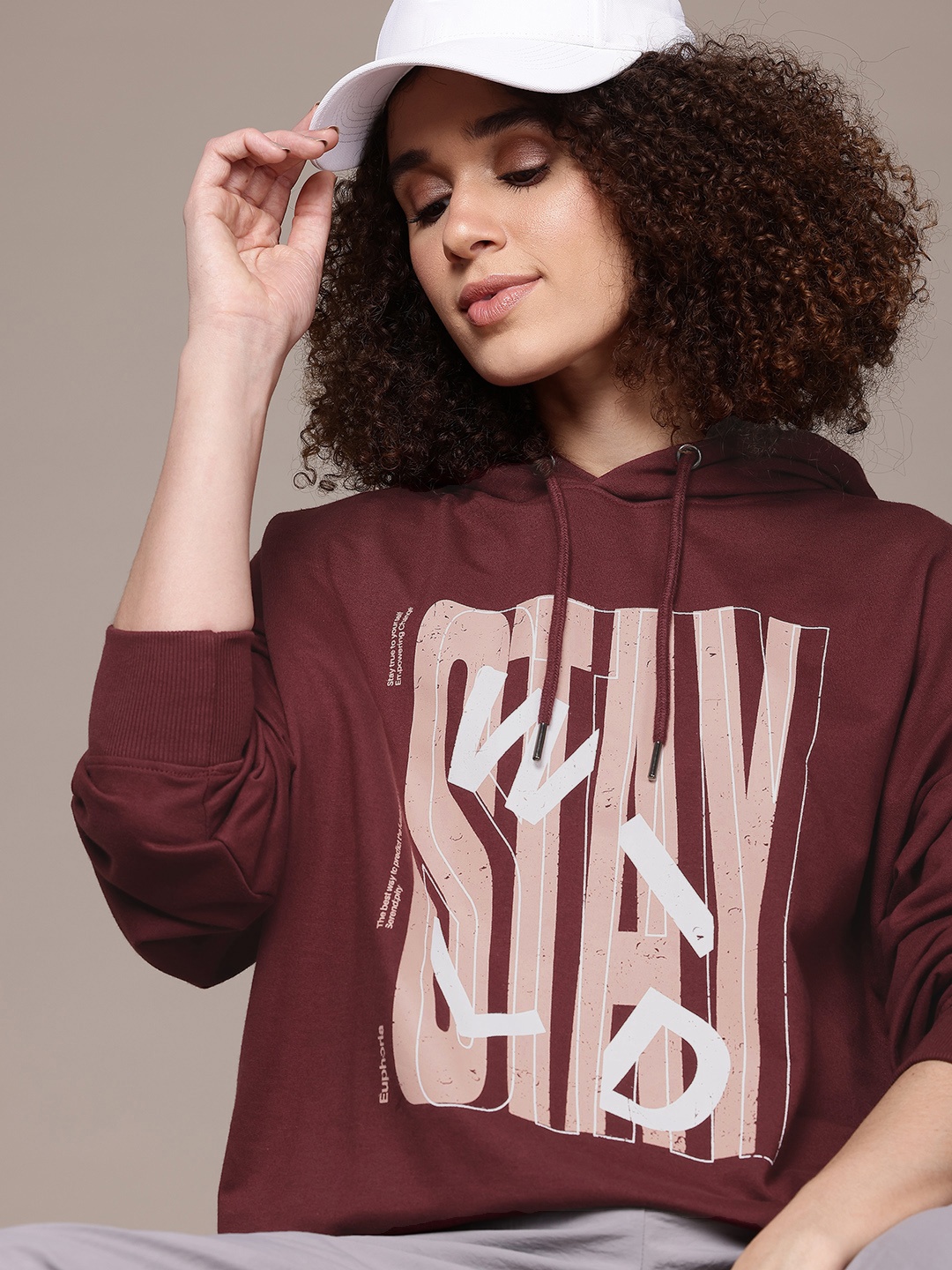 

The Roadster Lifestyle Co. Printed Hooded Sweatshirt, Burgundy